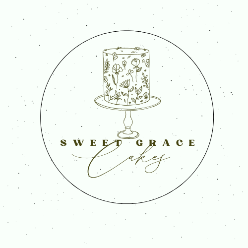 Sweet Grace Cakes circular logo with a tall cake and wildflowers