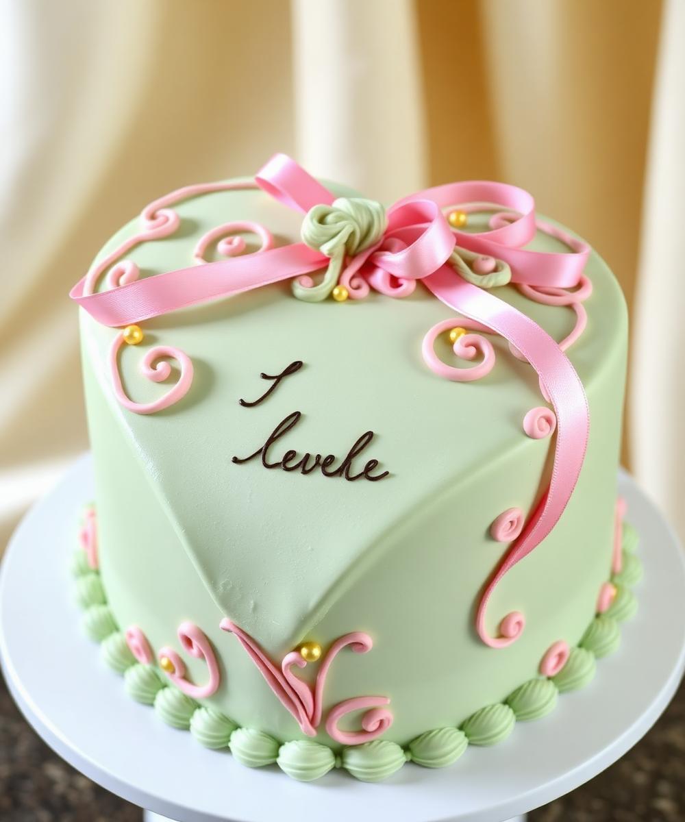 Vintage sage heart cake